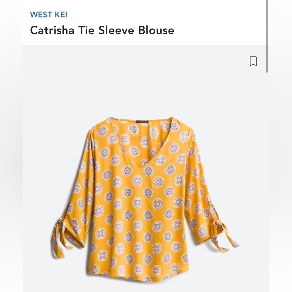 Stitch Fix West Kei Catrisha Tie Sleeve Blouse Yellow small